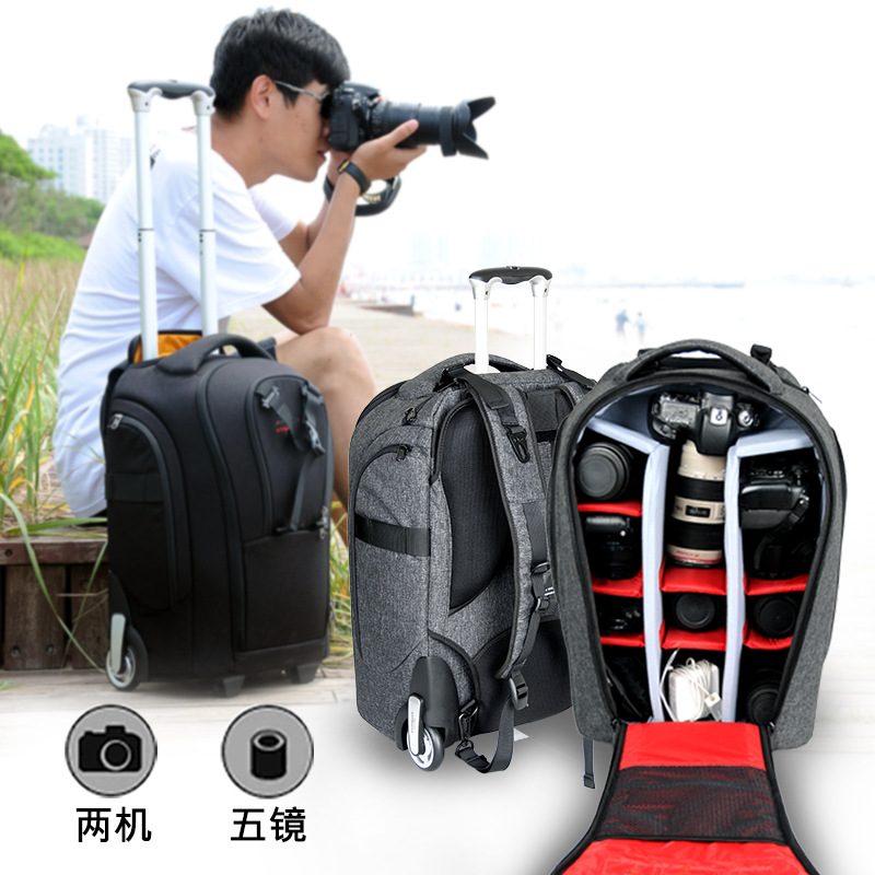 Camera bag use scene with photography equipment