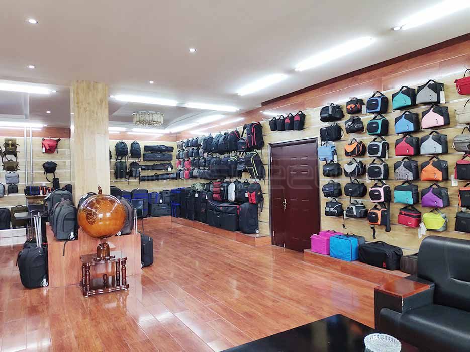 Guangshun Bags showroom with product samples